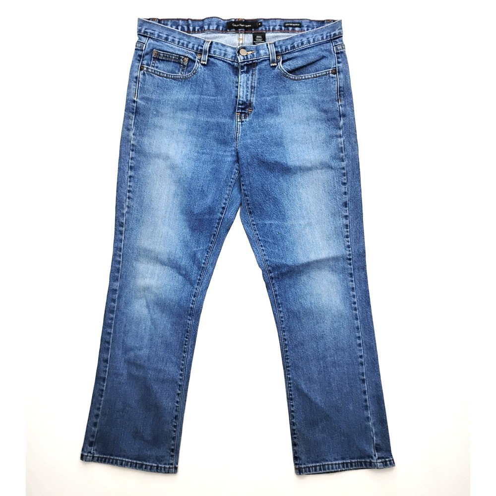 Calvin Klein Jeans Womens 14 Blue Low Rise Bootcut Logo Y2K Vintage 36x30